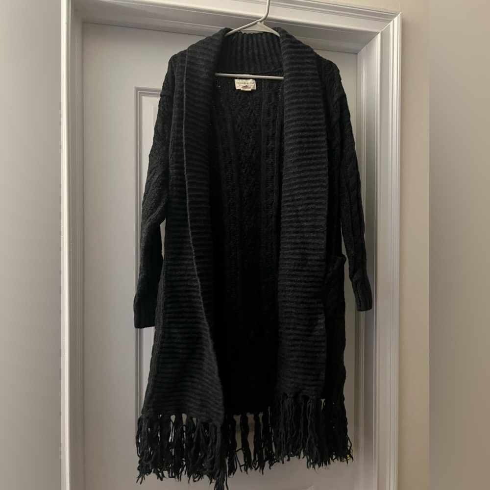 Denim & Supply Ralph Lauren Gray Knit Fringe Cardigan Size Medium